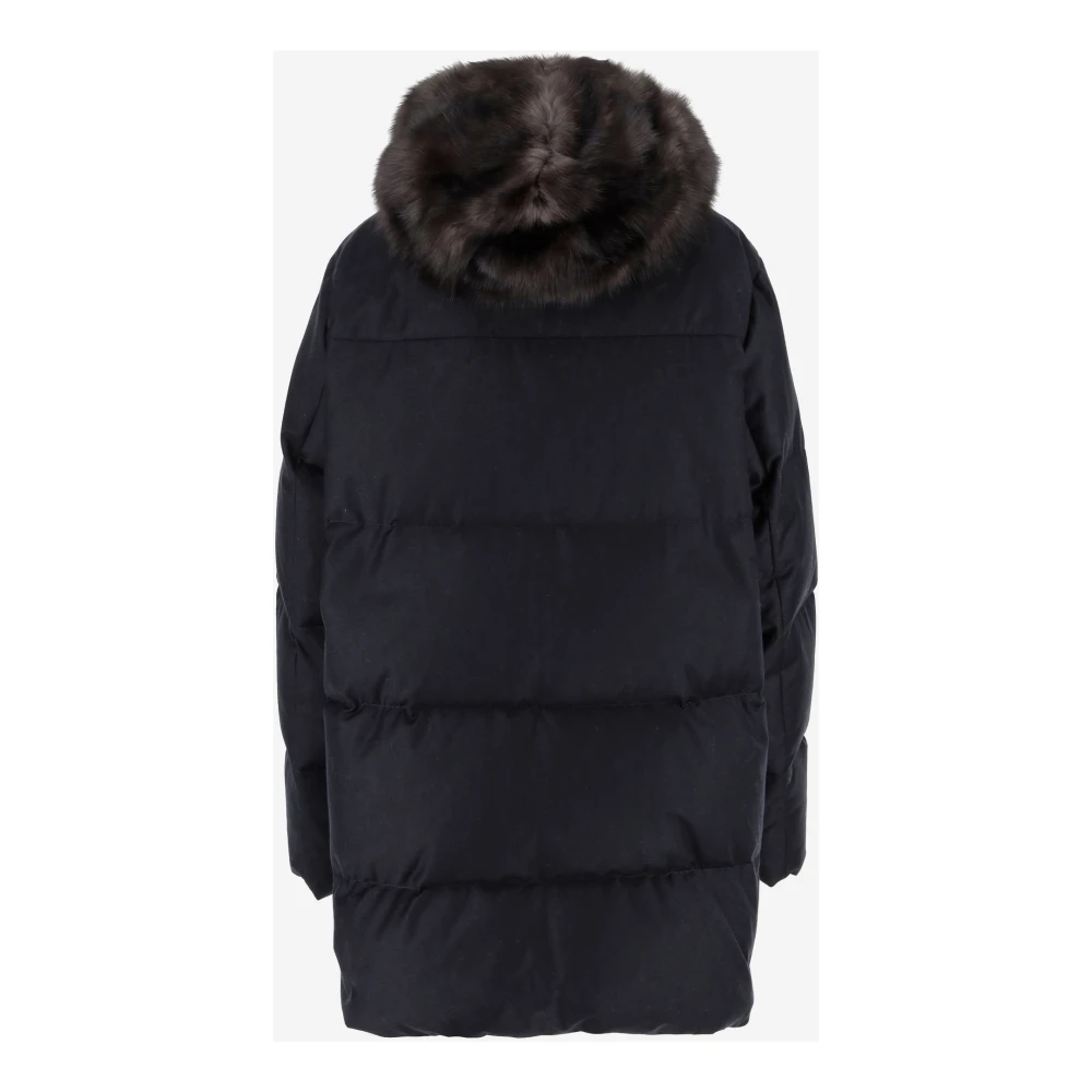 Yves Salomon Bontapplicatie Wollen Blend Gewatteerde Jas Gray Dames