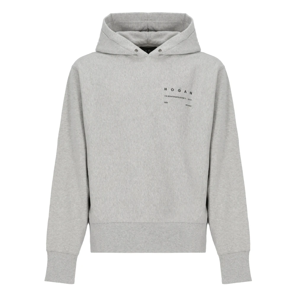 Hogan Grijze Katoenen Hoodie met Logo Print Gray Heren