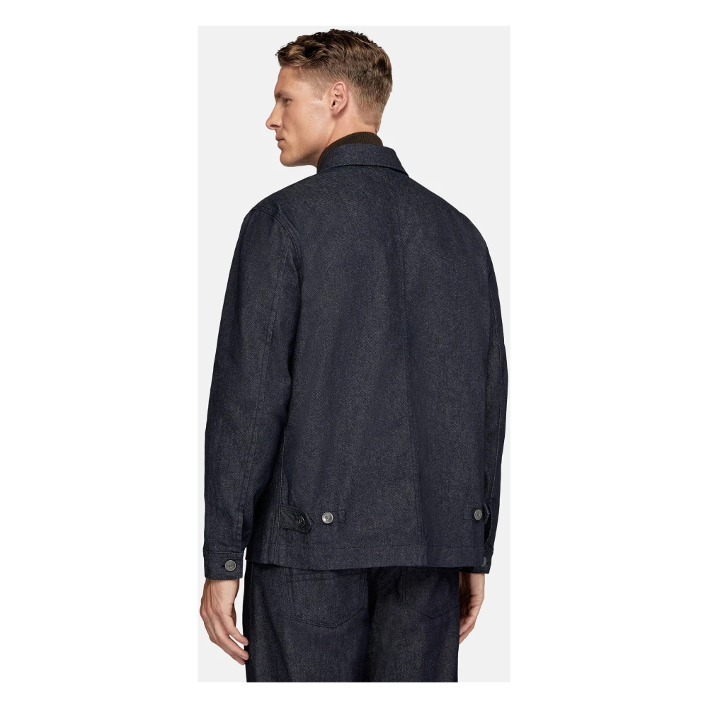 Boggi Milano Work Shirt Jacket in Denim Blue Heren