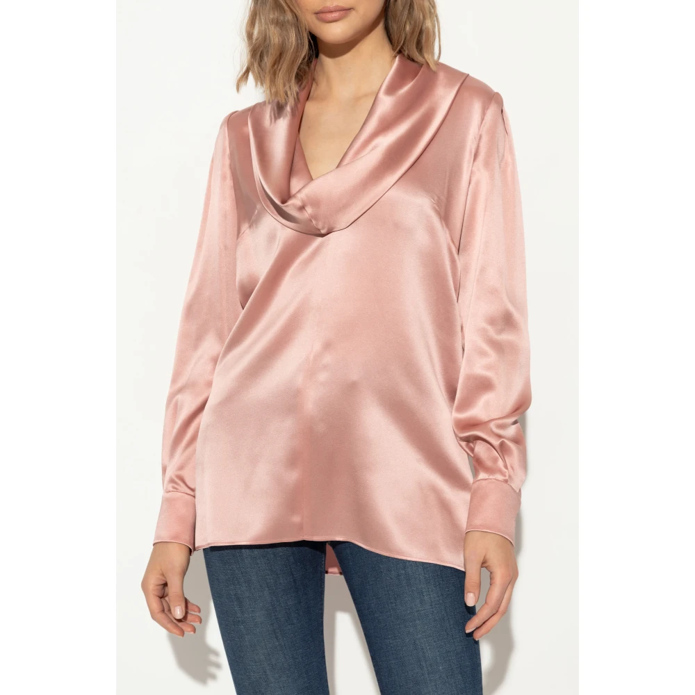 Dolce & Gabbana Zijden top met gedrapeerde halslijn Pink Dames