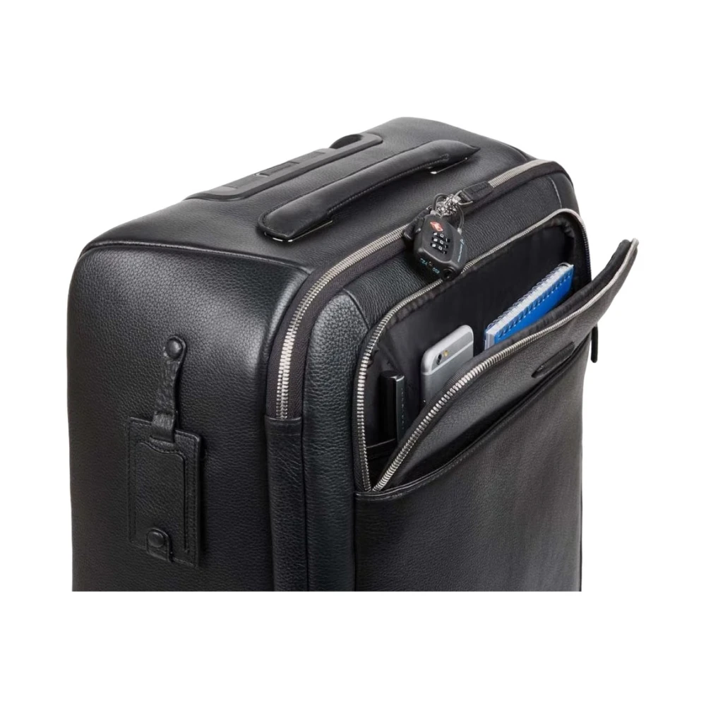 Piquadro Slanke vierwielige cabine trolley bagage Black Unisex