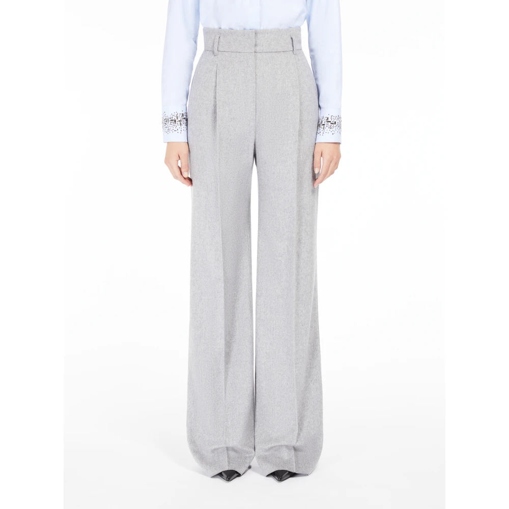 Max Mara Studio Hoge taille wollen broek grijs Gray Dames