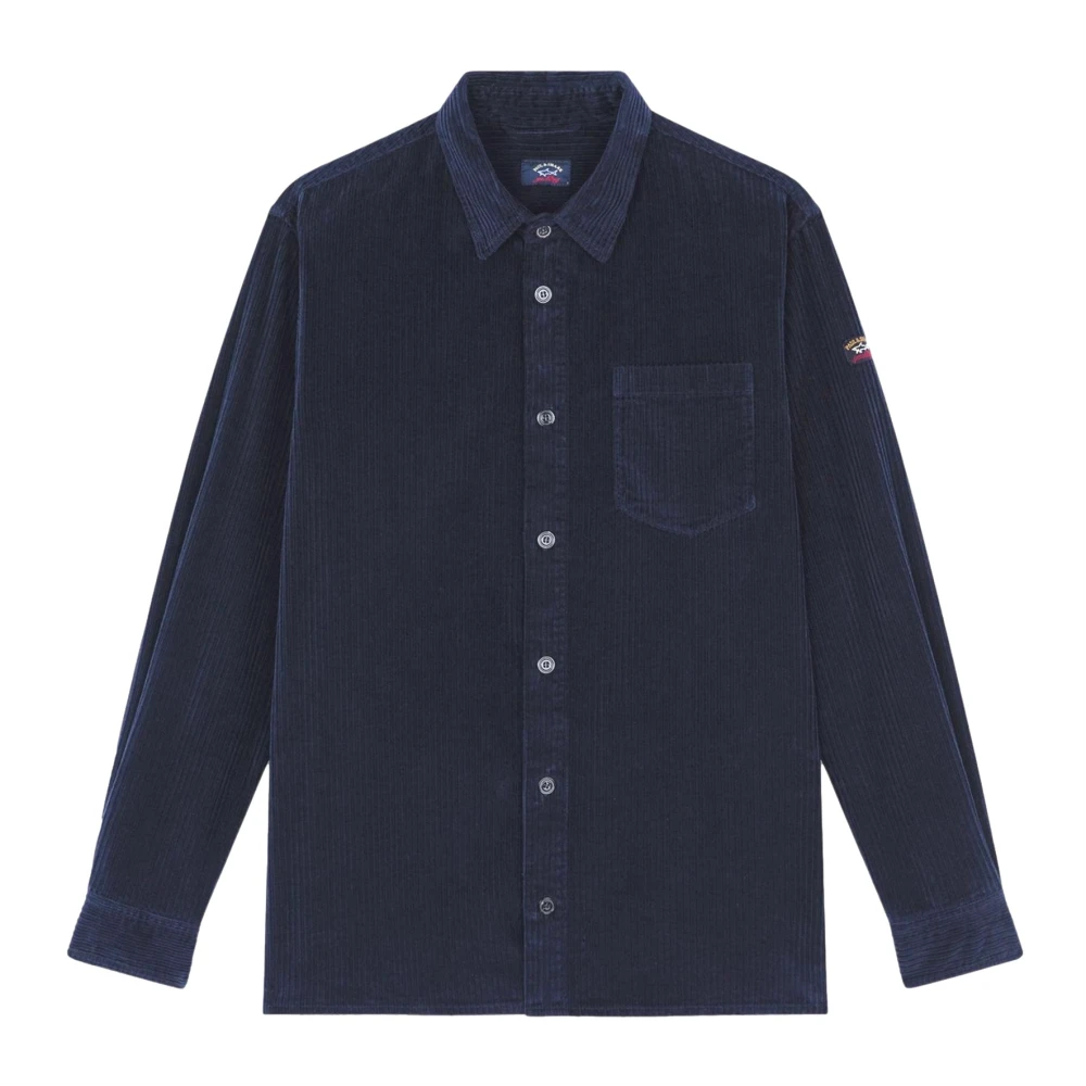 Paul & Shark Men's Blue Overshirt In Cotton Velvet