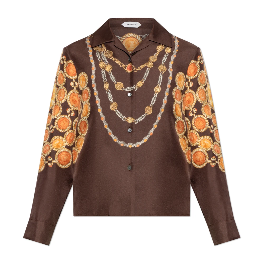 Versace Donna Marrone - Printed Silk Twill Shirt - Blouses & Shirts - M