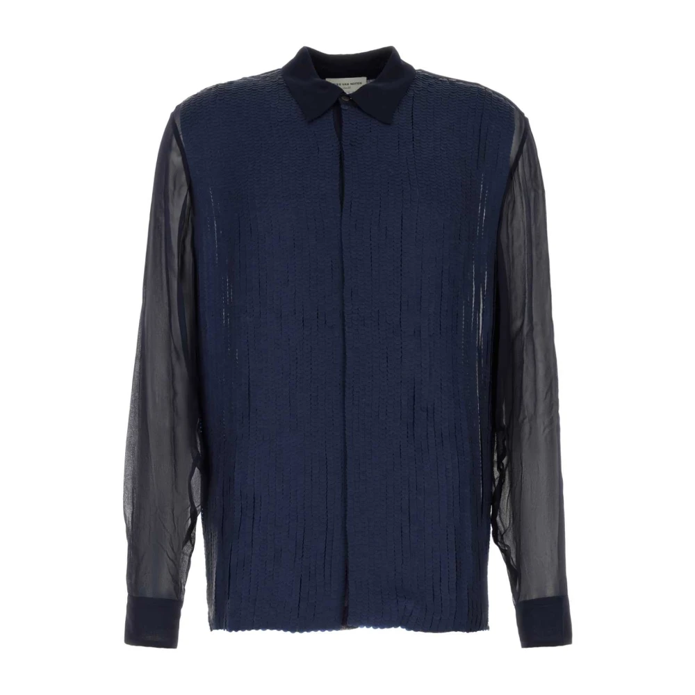 Dries Van Noten Blauwe Crepe Shirt Blue Heren