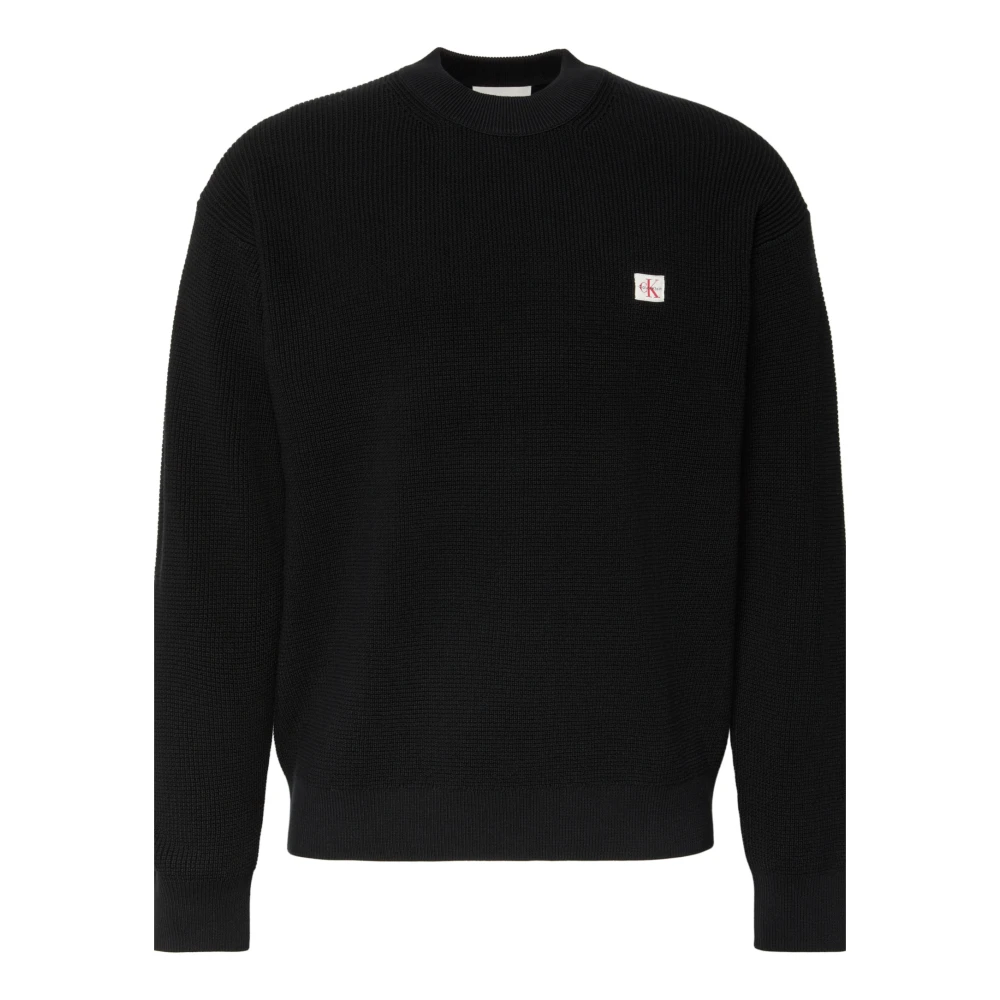 Calvin Klein Jeans Ls Ez Cotton Waffle - Male - Round-Neck Knitwear - Black - Xl - Knitwear - Image 6