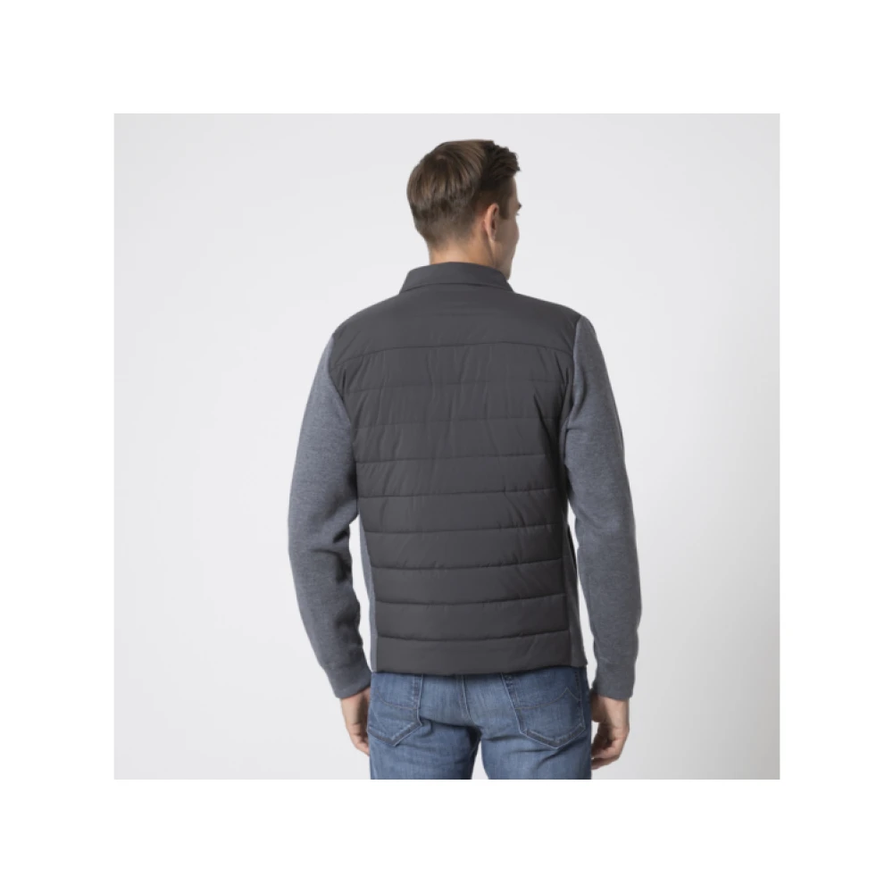 Gran Sasso Grijze Bi-Materiaal Jas Shirt Black Heren