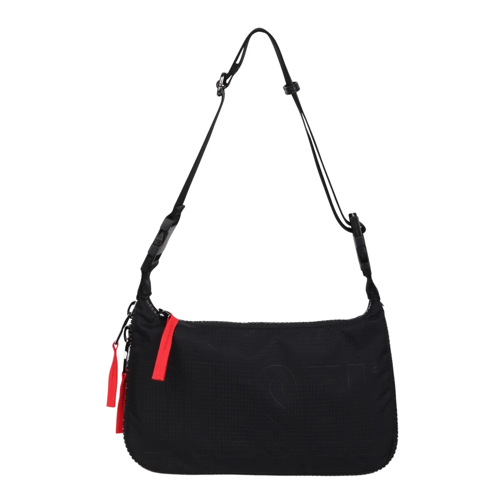 Diesel Schoudertas met gridmotief en logo Black Dames