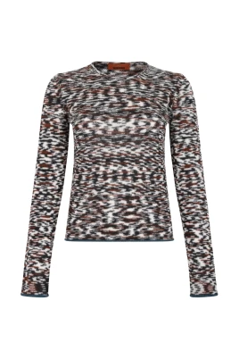 Flammönstrad Crew Neck Sweater