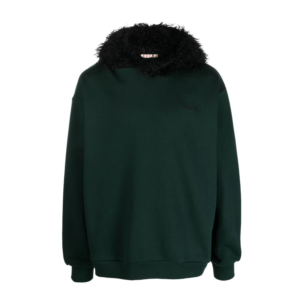 Marni Groene Faux-Fur Sweatshirt Green Heren
