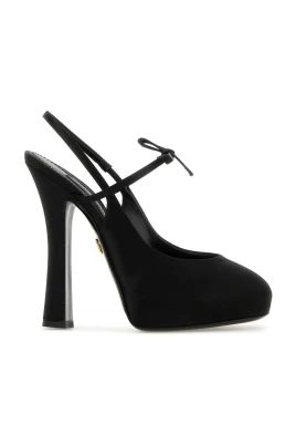 Svarta satin pumps med hög klack