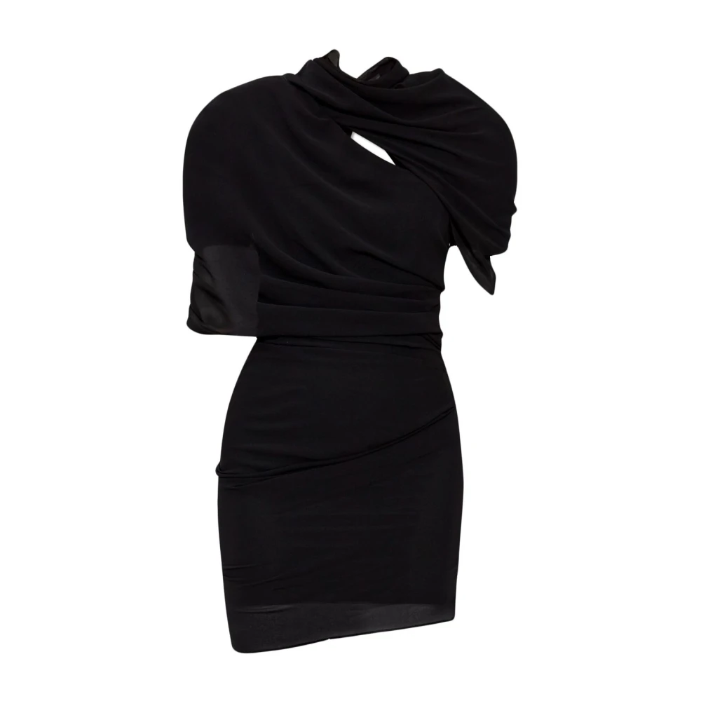 Jacquemus Zwart Asymmetrisch Ontwerp Korte Mouw Top Black Dames