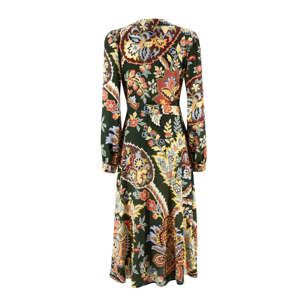 ETRO Bloemen Paisley Print Midi Jurk Multicolor Dames