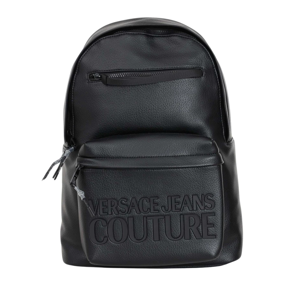 Versace Jeans Couture Zwarte Rugzak met Logo Plaque Black Heren