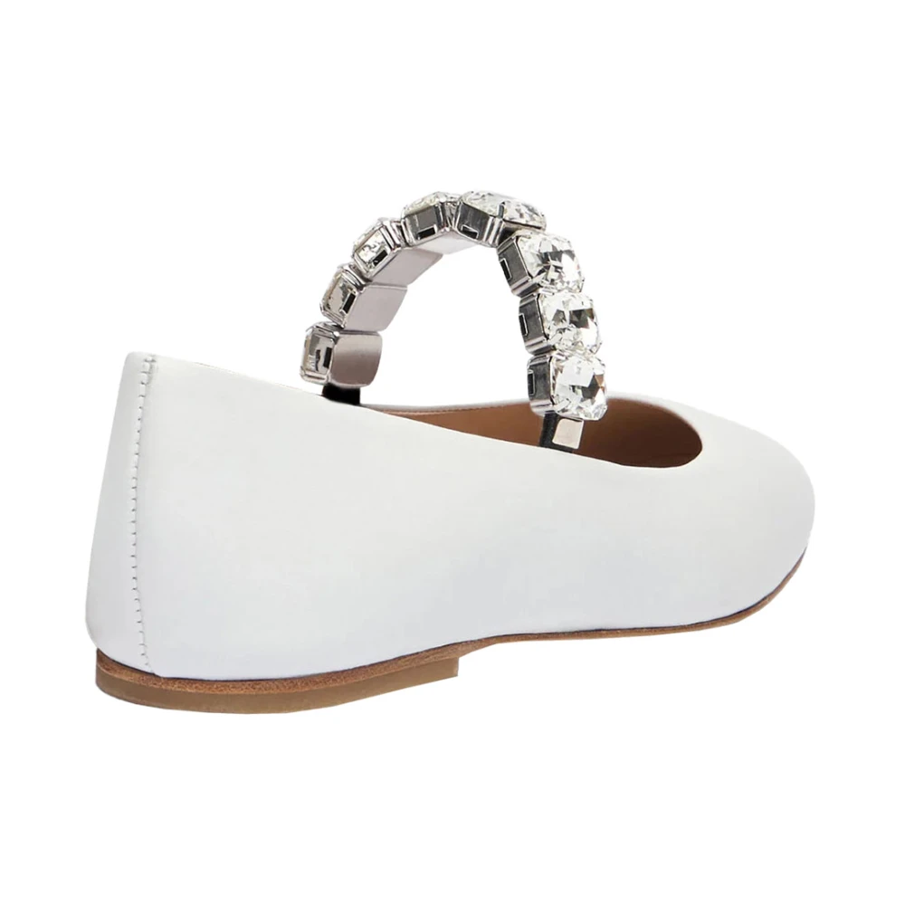 Casadei Witte Kristal Ballet Platte Lederen Vrouw White Dames