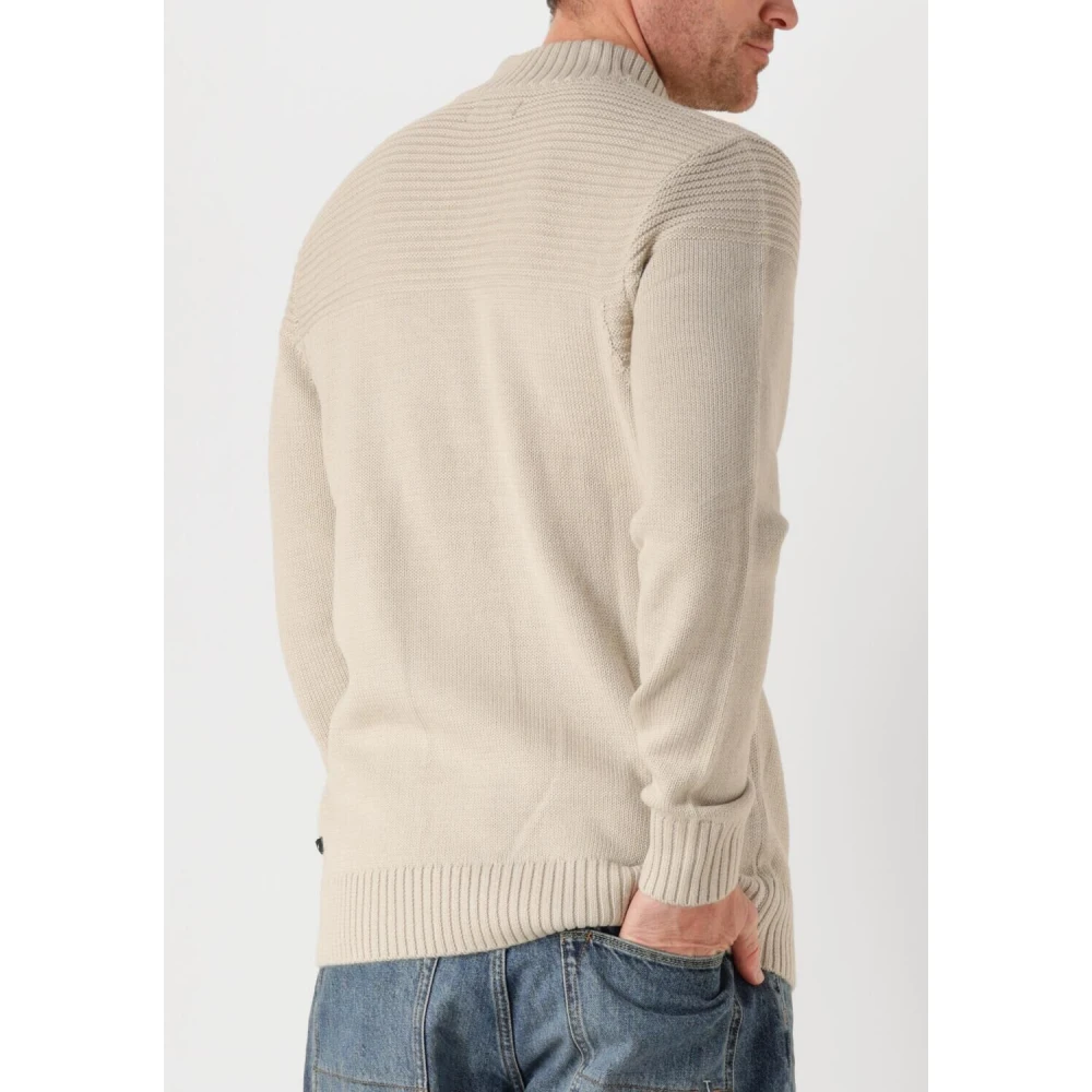 Butcher of Blue Beige Morris Mock Button Sweater Beige Heren