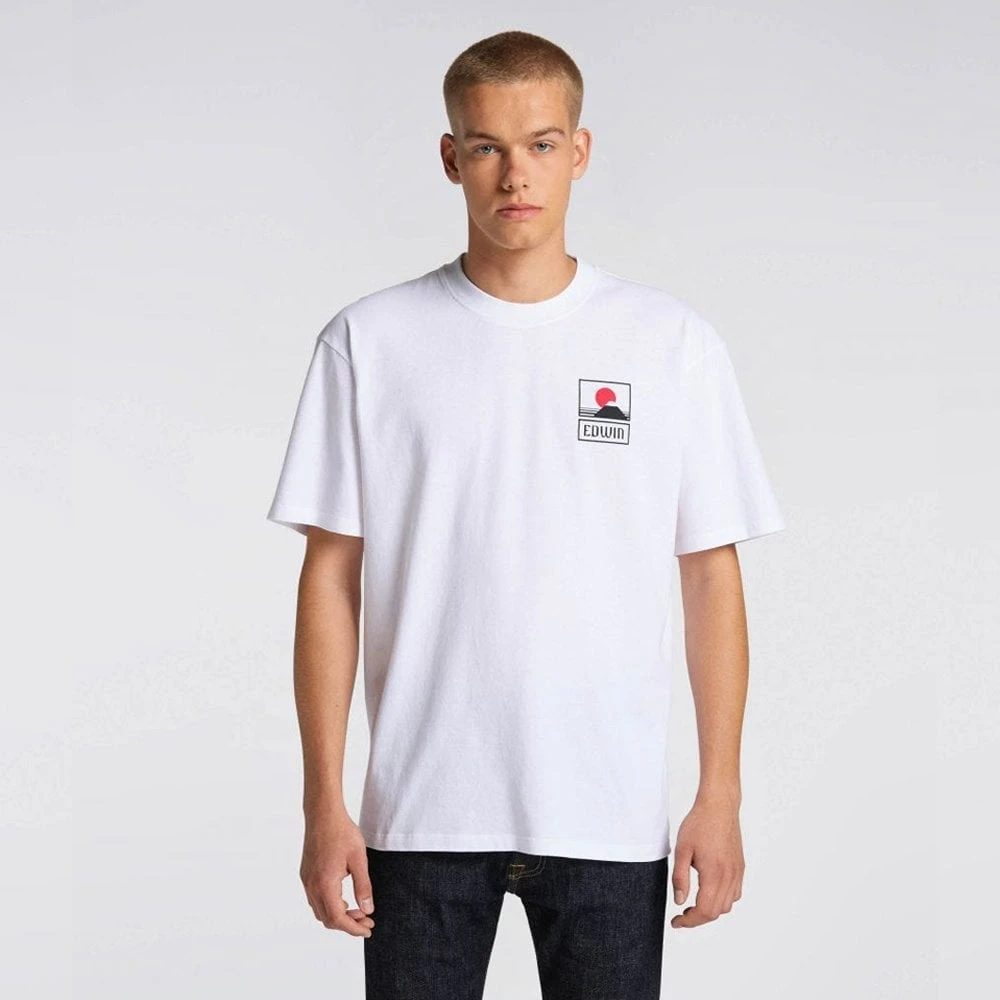 Edwin Sunset On Mt Fuji Grafisch T-shirt White Heren