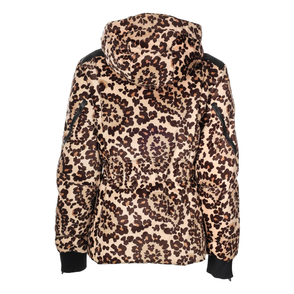 Fendi Luipaardprint Gewatteerde Jas met Capuchon Brown Dames