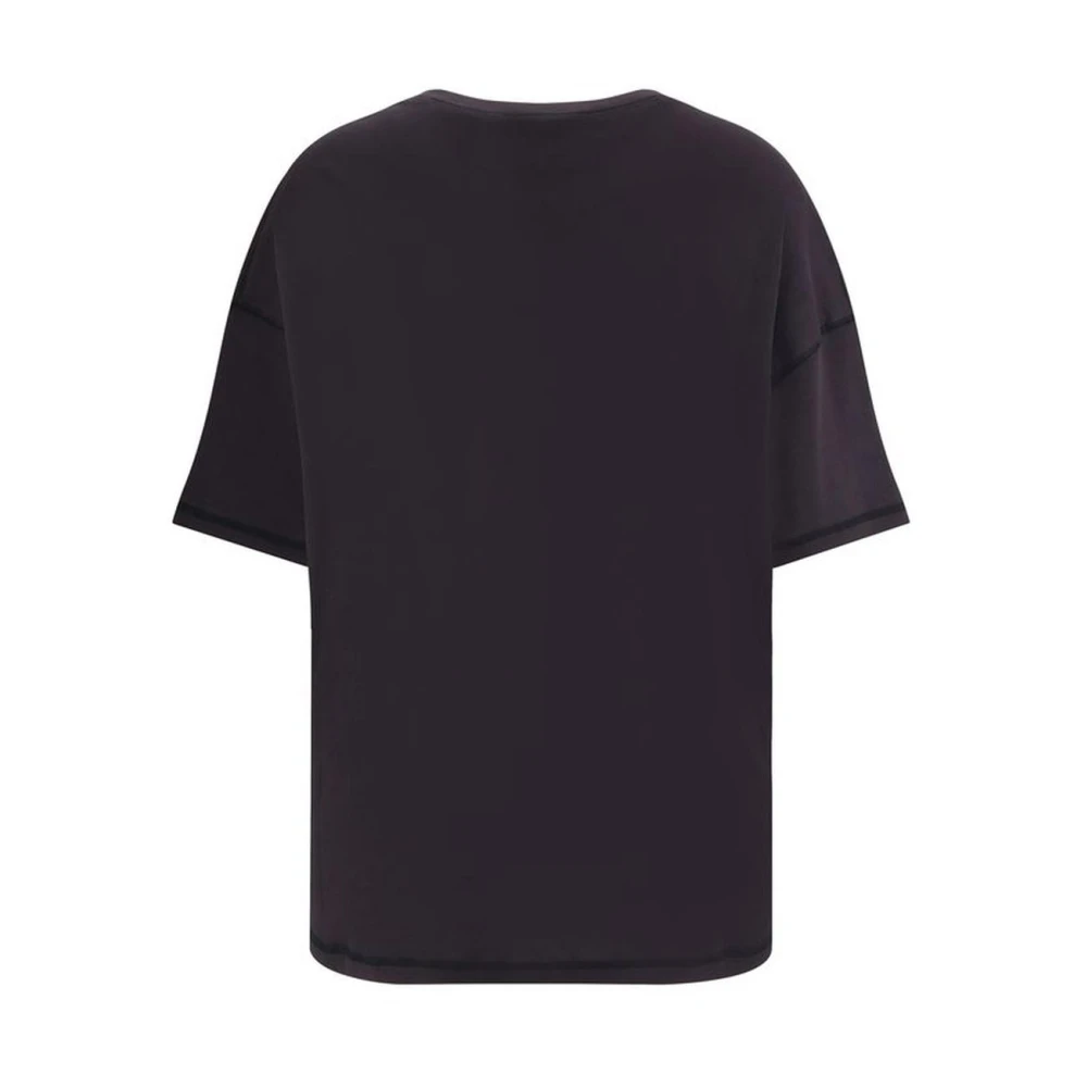 Lemaire Monochrome Patroon Katoenen Crew Neck T-Shirt Black Dames