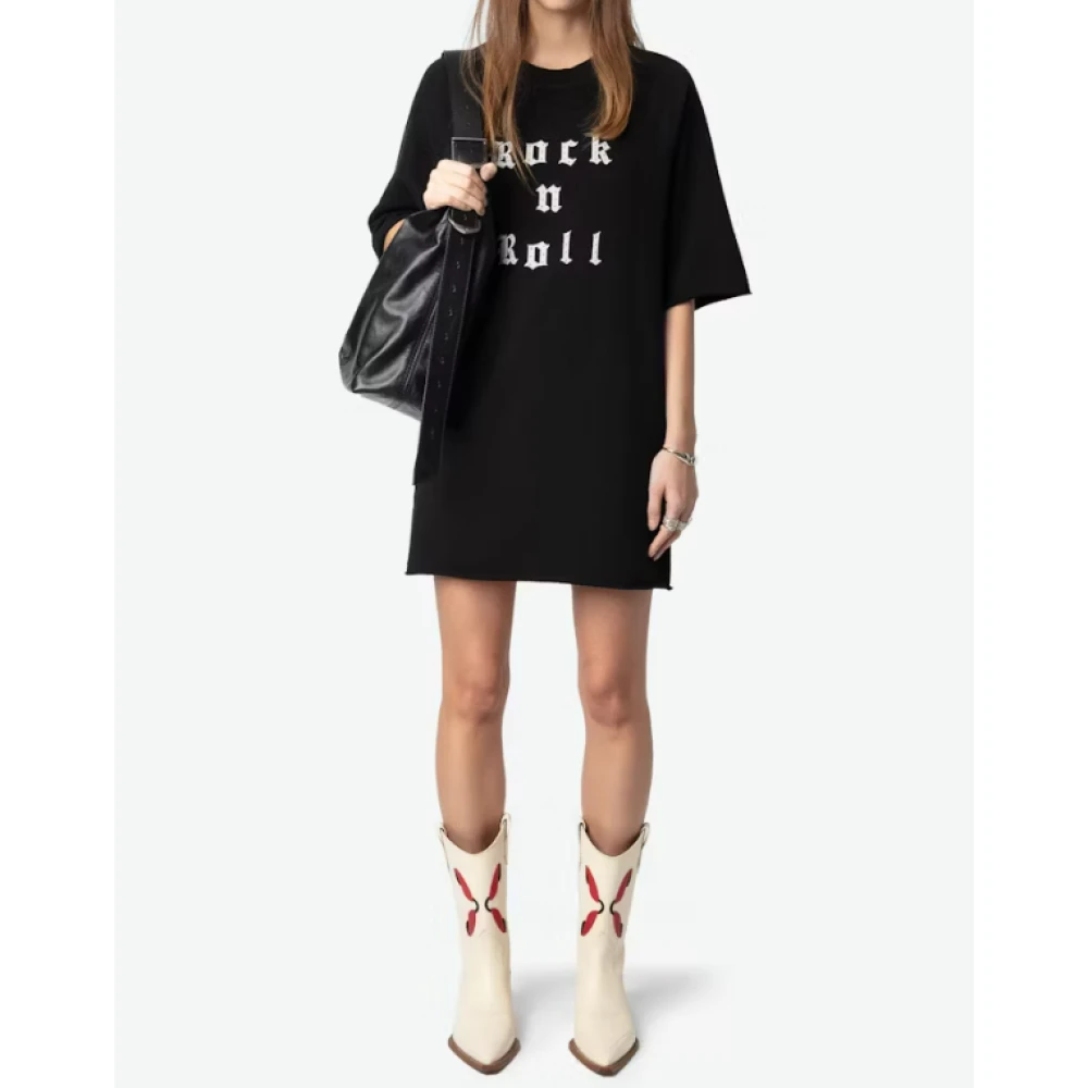 Zadig & Voltaire Zwarte Sweatshirt Jurk Korte Stijl Black Dames