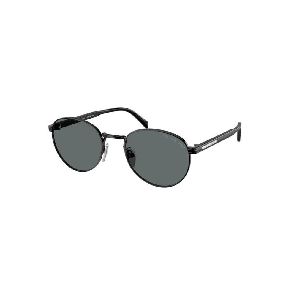 Prada Black/Grey Pr B51s 1Ab5z1 Man Sunglasses Metal Round Polarized - Image 3