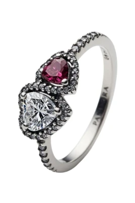 Silver Hearts Zirconia Ring