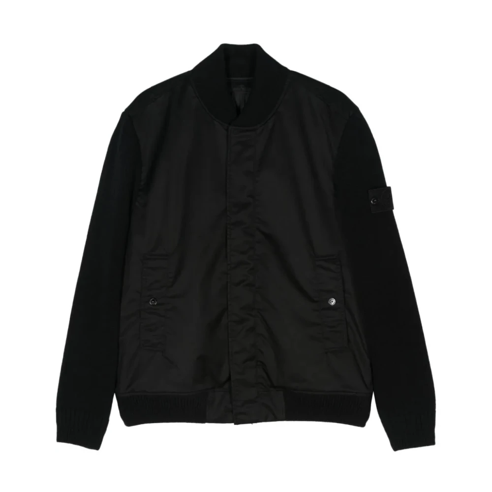 Stone Island Zwarte Ghost Mix Stof Jas Black Heren