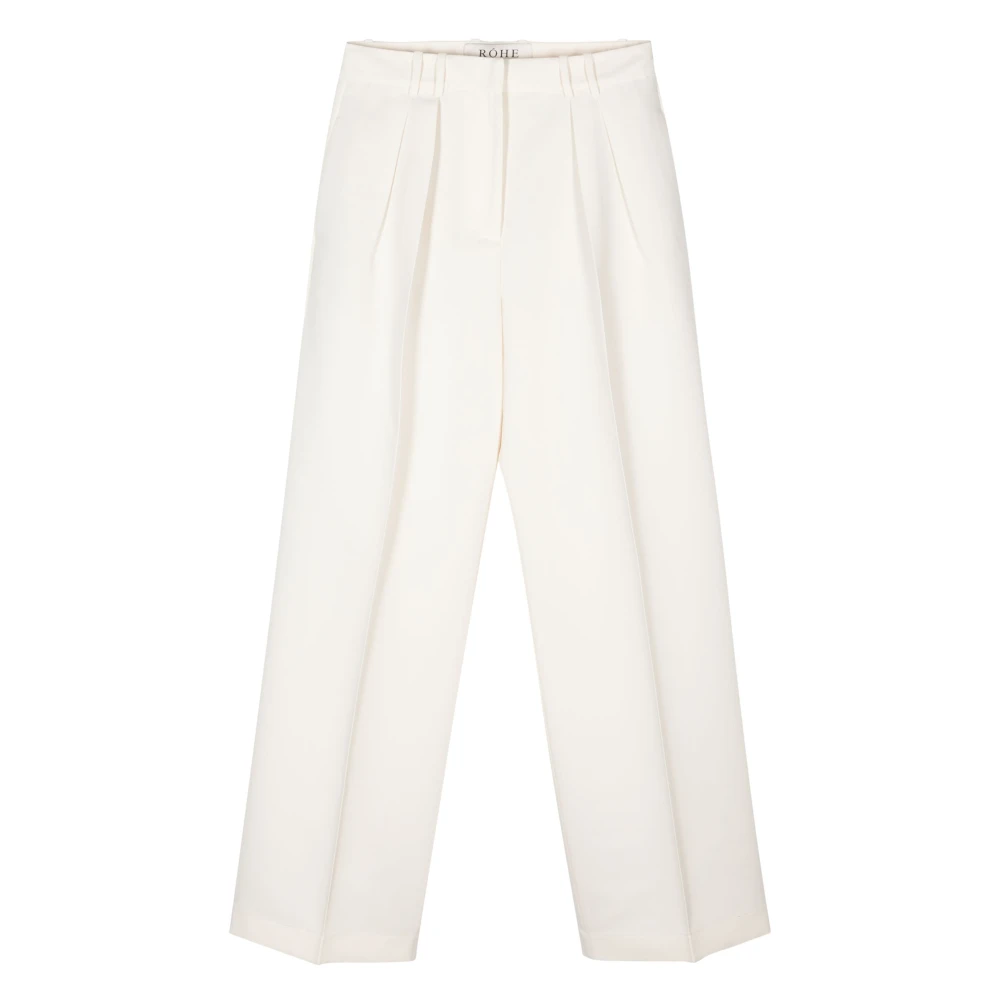 Róhe Wijde Pijp Dubbel Geplooide Broek White Dames