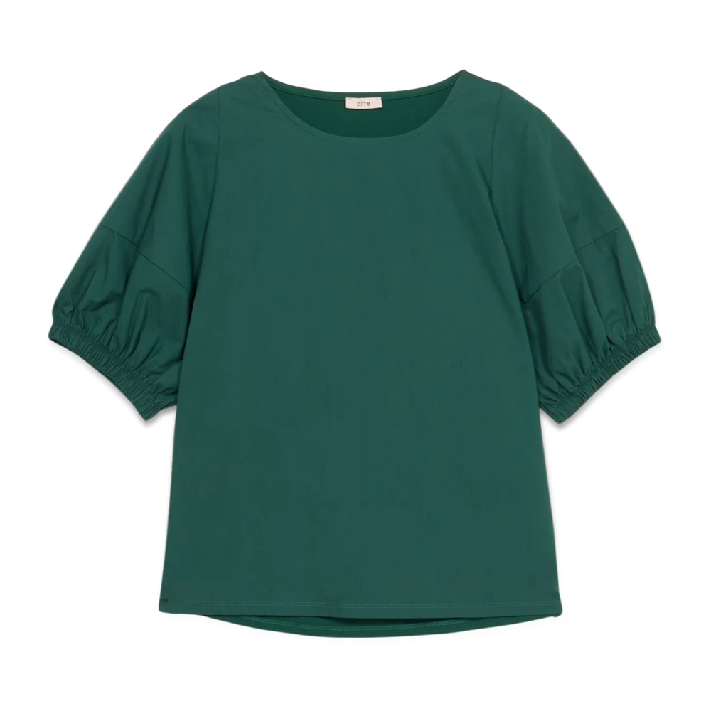 Oltre T-shirt met Pofmouwen Green Dames