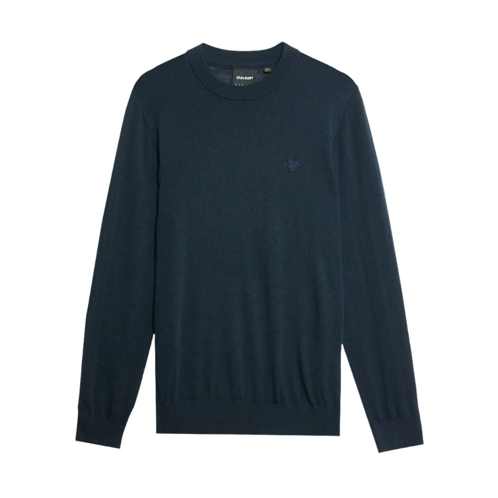 Lyle & Scott Blauwe Merino Crew Sweater Blue Heren