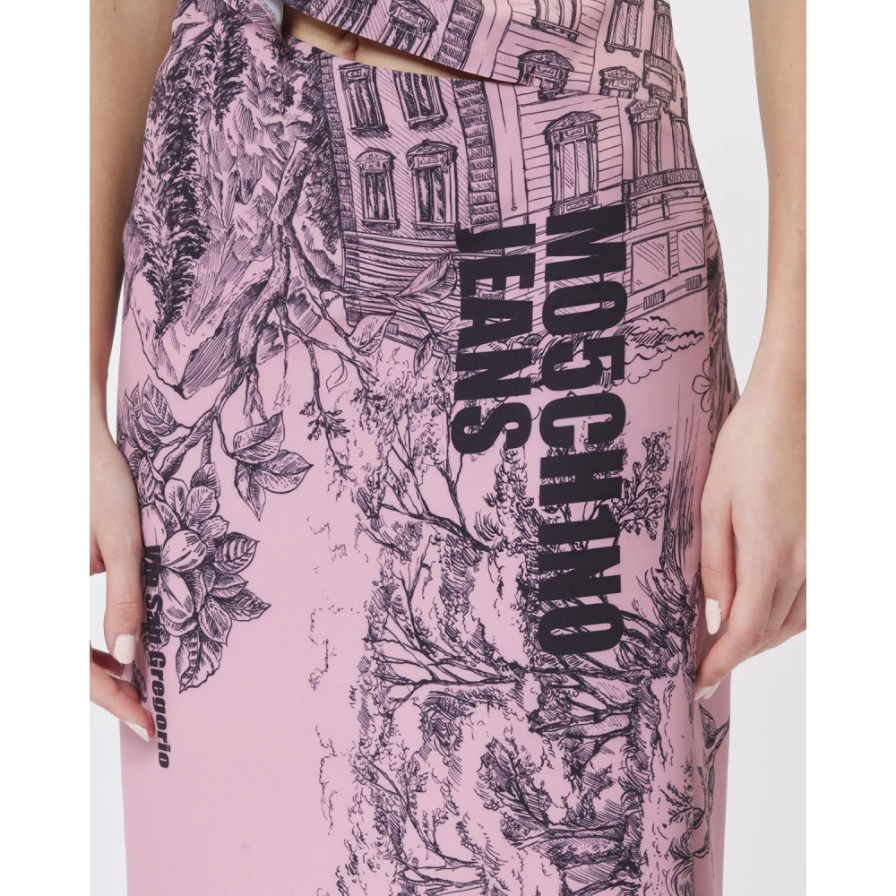 Moschino Milano Print Jurk met Cut-Out Multicolor Dames