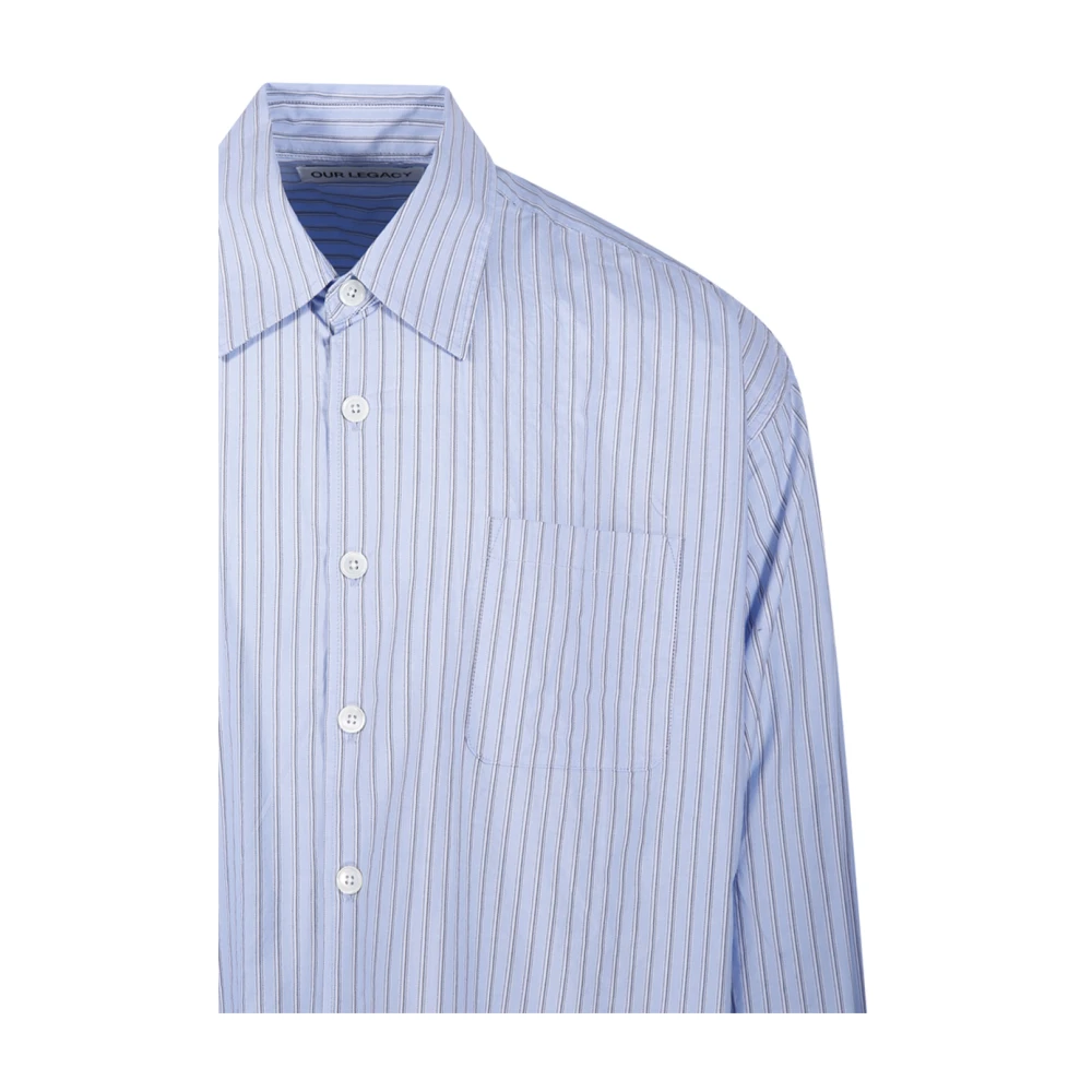 Our Legacy Gestreepte Oxford Geleende Overhemd Blue Heren