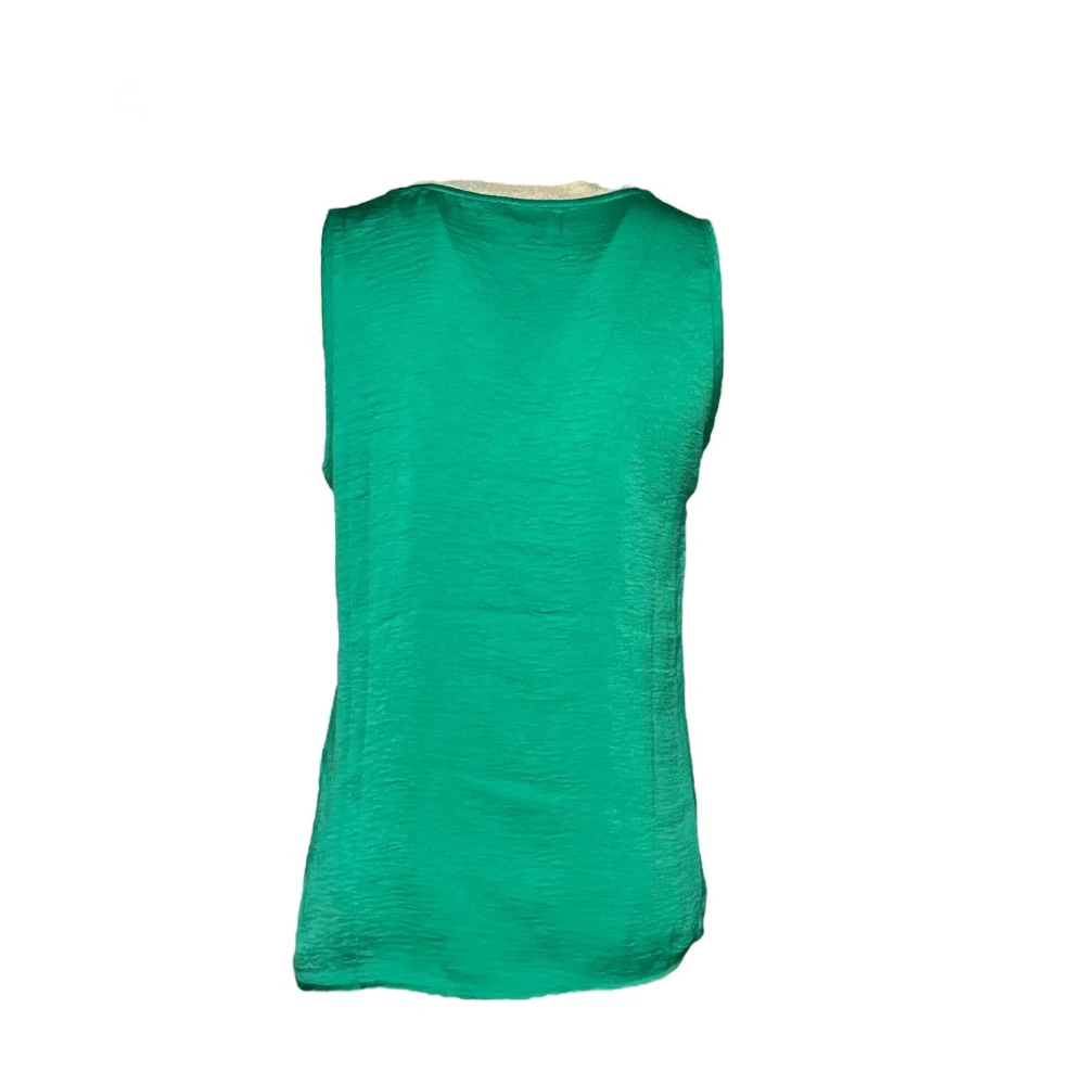 Molly Bracken Groene Polyester Tanktop met Gouden Rand Green Dames