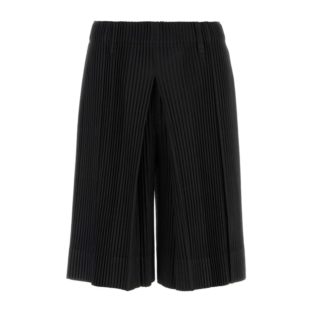 Issey Miyake Men's Black Bermudas, L, Tailored Pleats 2 Shorts