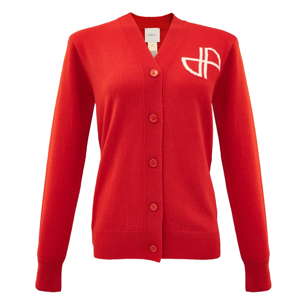 Patou Rode Gebreide Vest met Intarsia Borduursel Red Dames