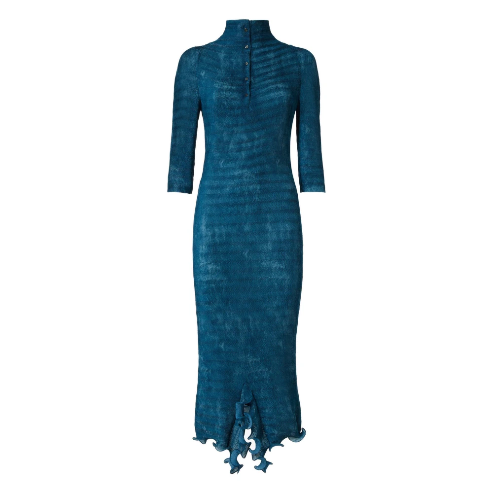 Fendi Women's Blue Printed Pleated Dress - Midi Dresses - S - Dresses