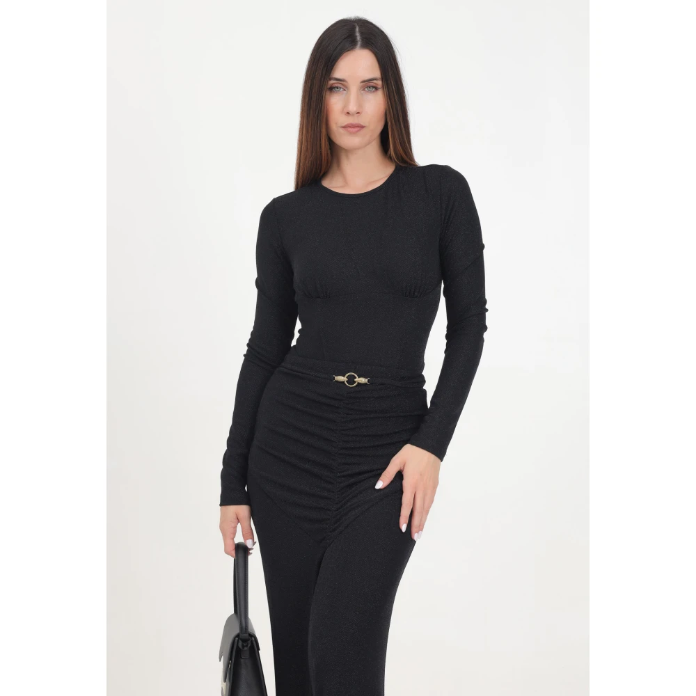 Just Cavalli Elegante Zwarte Lurex Dames Top Black Dames