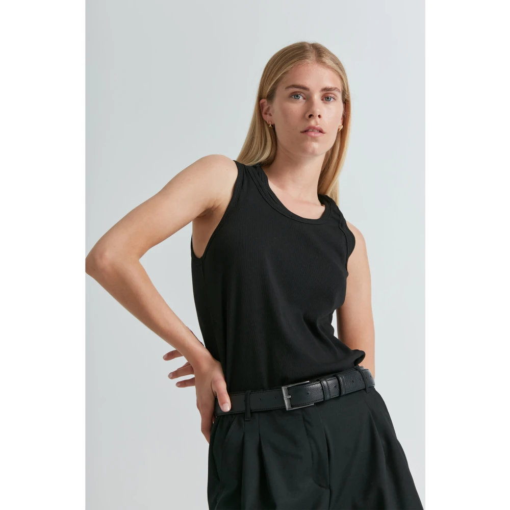 Designers Remix Minimalistische Dubbele Top Black Dames