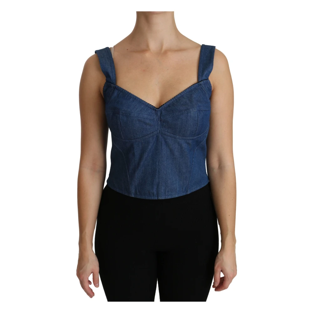 Dolce & Gabbana Women's Blue Elegant Sleeveless Bustier Top In