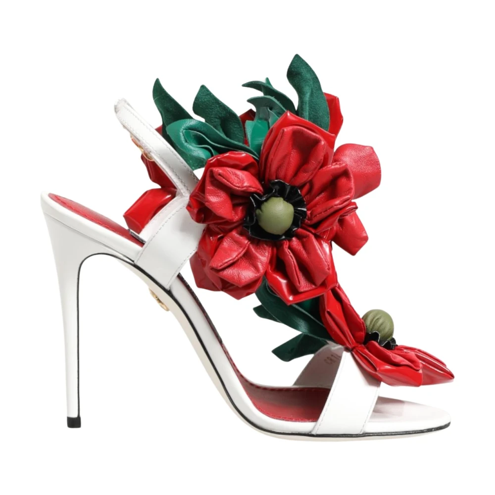 Dolce & Gabbana Women's Red Floral Stiletto Heels Sandals