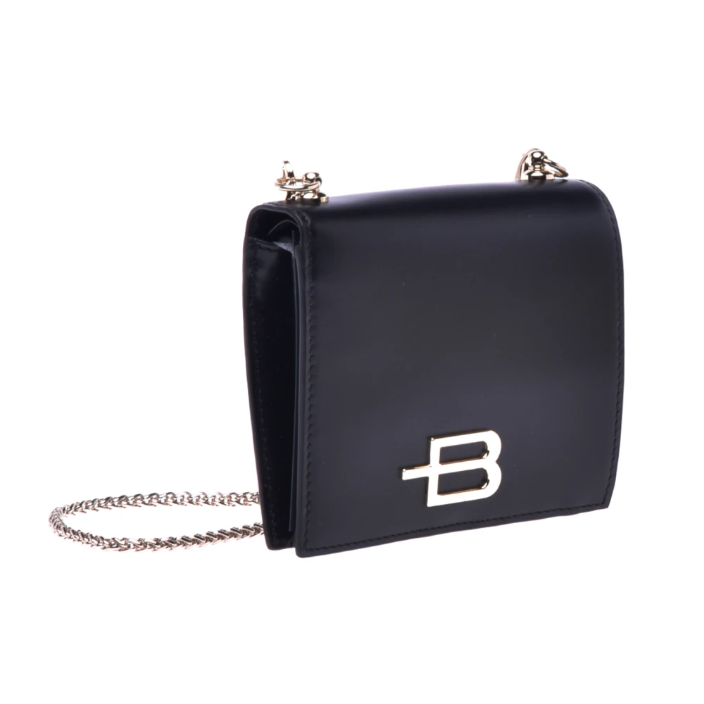 Baldinini Wallet with chain in black leather Black Dames