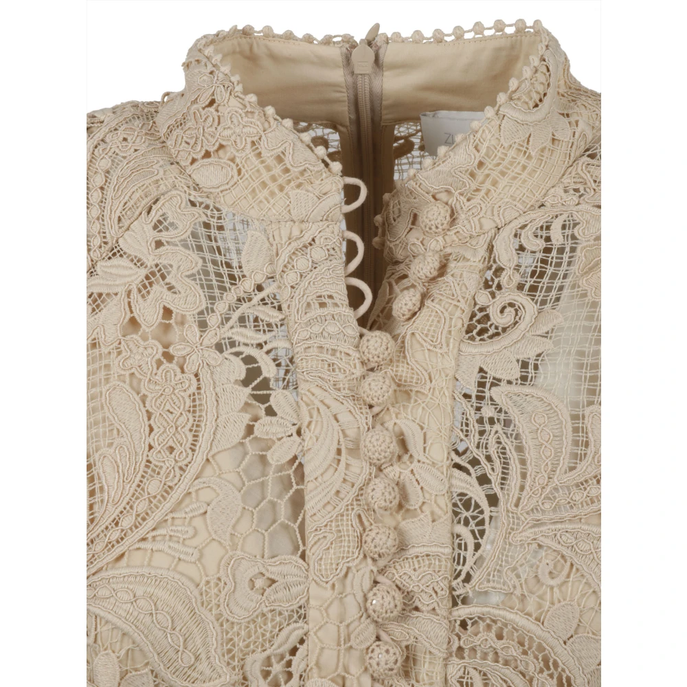 Zimmermann Beige Kant Mini Jurk Beige Dames