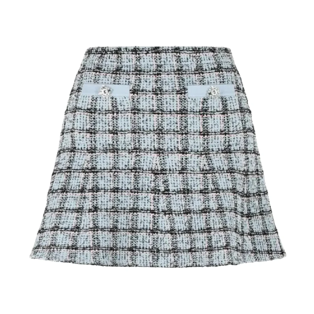 Self Portrait Women's Blue Plaid Mini Skirt - Short Skirts - S - Skirts