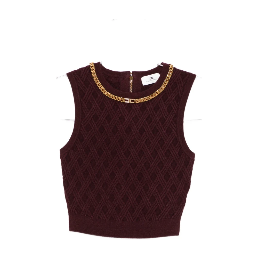 Elisabetta Franchi Women's Brown Bordeaux Topwear Aw25 - Round-Neck Knitwear - M - Knitwear