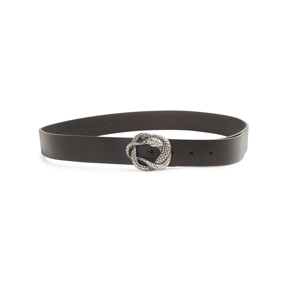 Just Cavalli Zwarte Leren Riem voor Mannen Black Heren