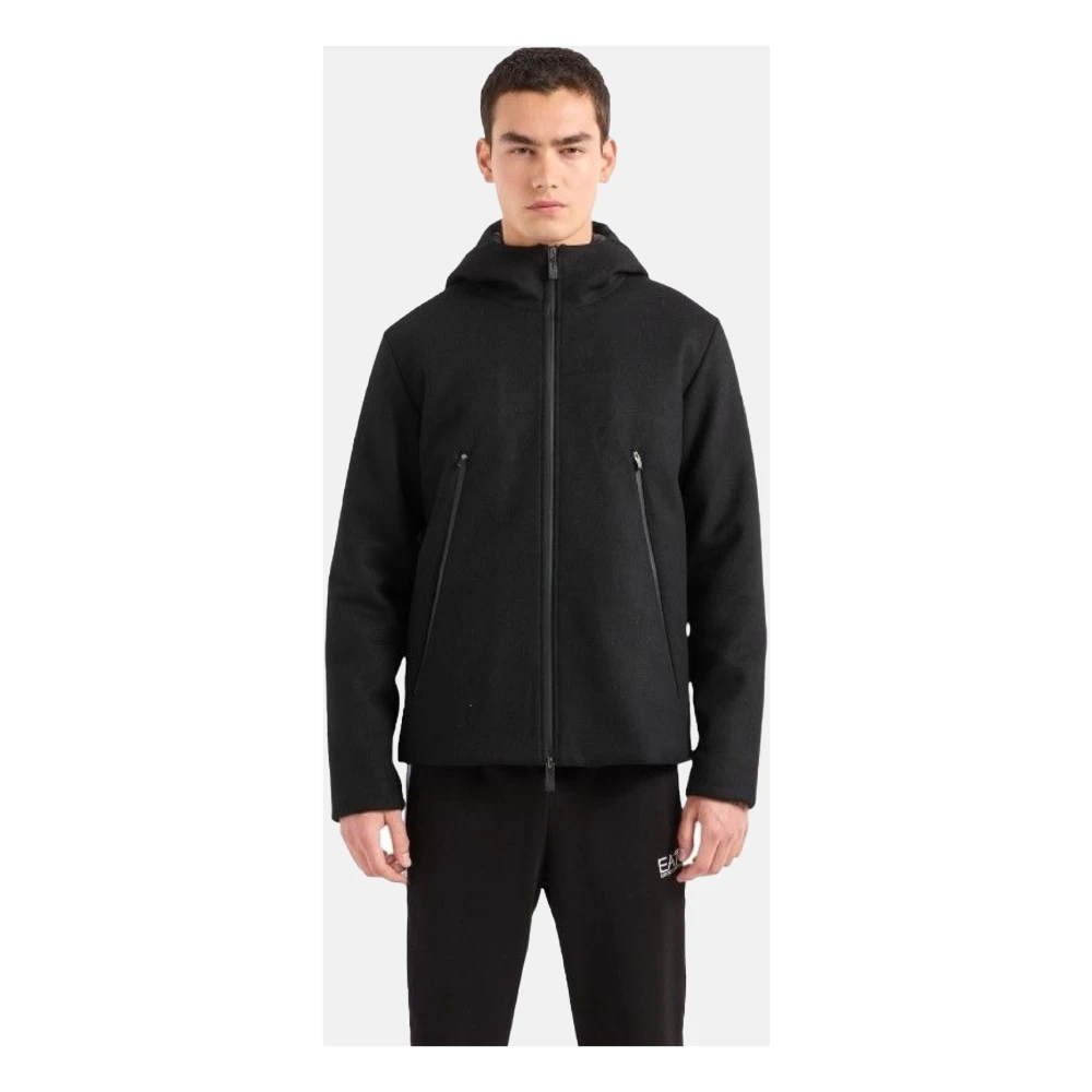 Emporio Armani EA7 Stijlvolle Jas voor Mannen Black Heren