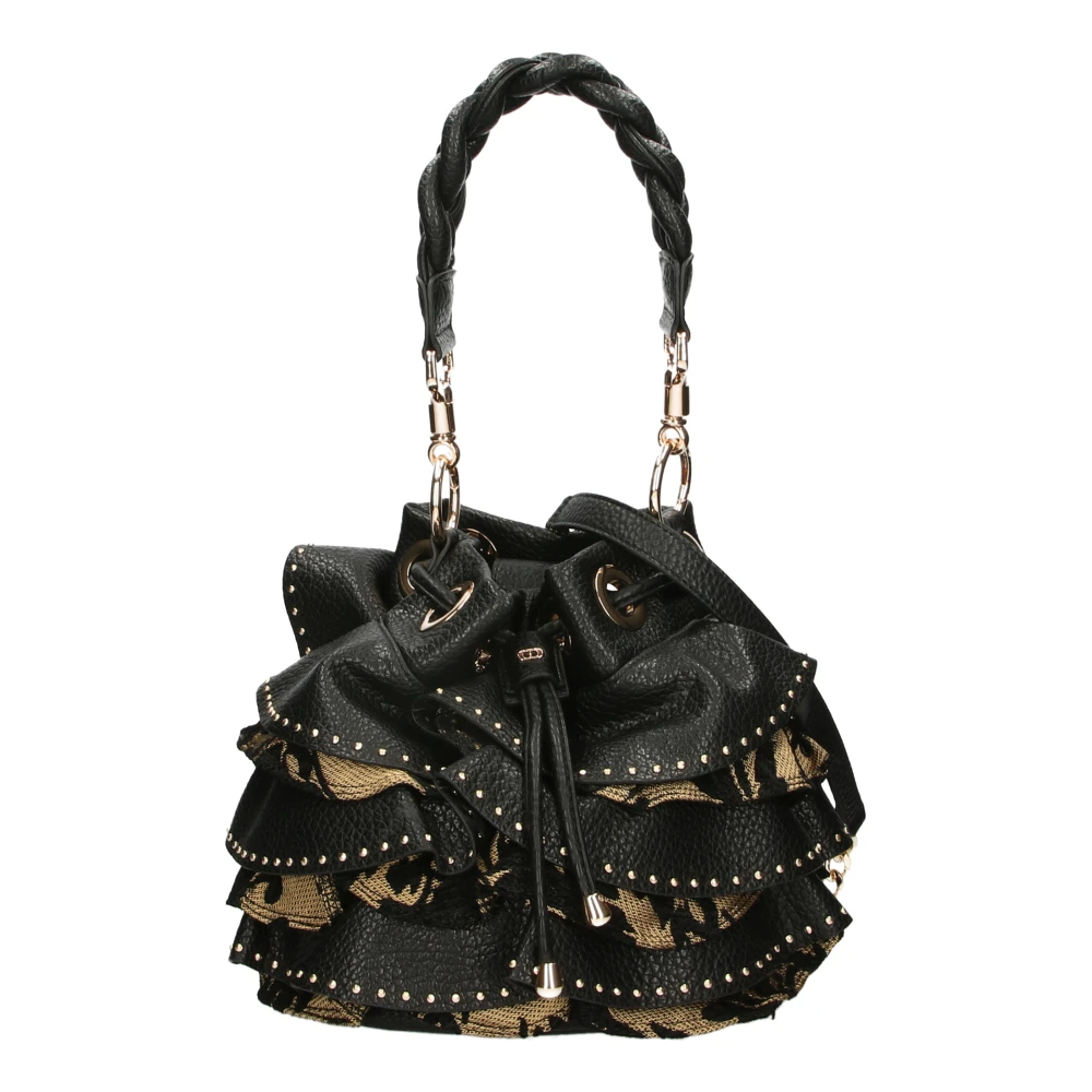 La Carrie Zwarte stoffen en PU-schoudertas Black Dames