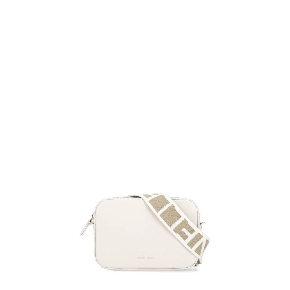 Coccinelle Ivoor Leren Schoudertas met Afneembare Band Beige Dames