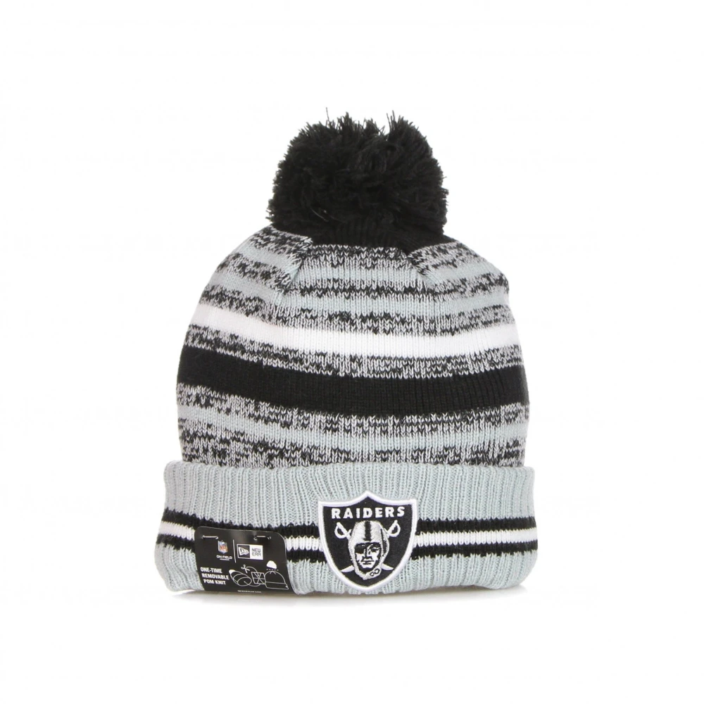 New Era Unisex Black Nfl Sport Knit Beanie With Pom Pom