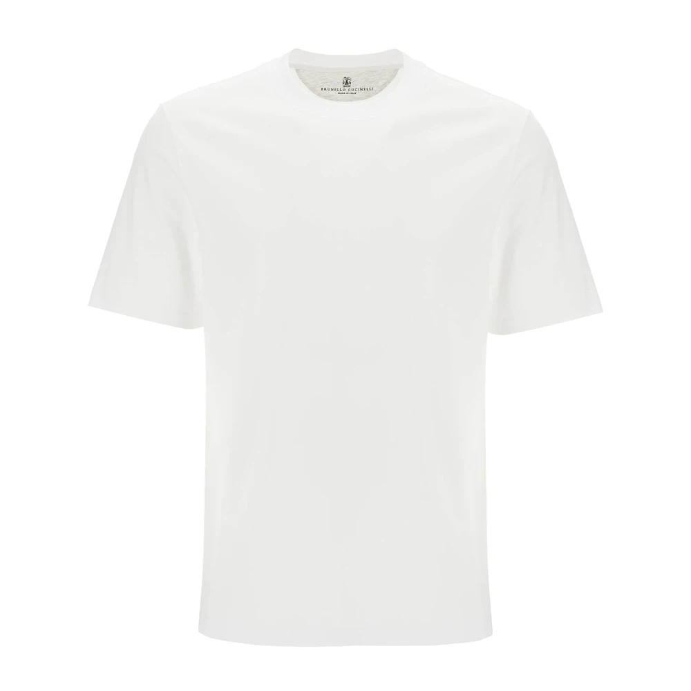 BRUNELLO CUCINELLI Premium Cotton Crewneck T-Shirt White Heren